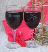 Bunco Wine glass Name Etched Free