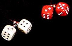 Dice earrings, Red earrings,Bunco, Black, White, Dice earrings